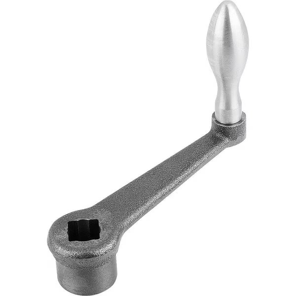 Crank Handle To DIN 469 Square Socket Sw=19 +0, 3, A=200, H=158, Form:F Mach Handle Fixed, Cast Iron, , Kipp, Mfr#: K0685.120X19